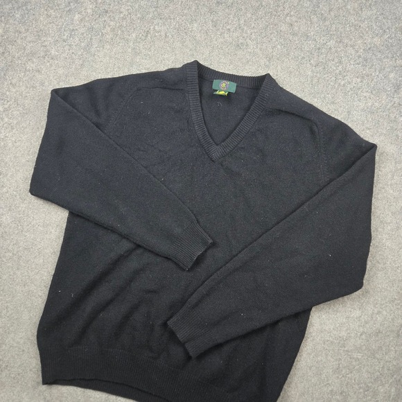 Club Room Other - Vtg Club Room Sweater Mens M Black V-Neck 100% Lambswool Knit Preppy Classic